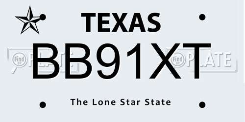 BB91XT Texas License Plate