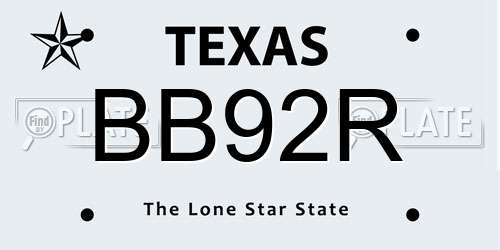BB92R Texas License Plate