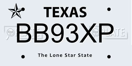 BB93XP Texas License Plate