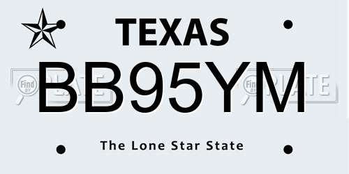 BB95YM Texas License Plate