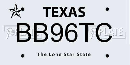BB96TC Texas License Plate