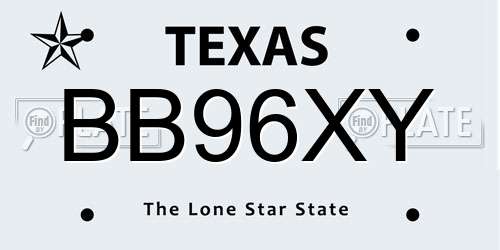 BB96XY Texas License Plate