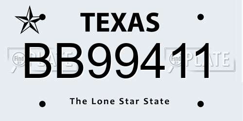 BB99411 Texas License Plate
