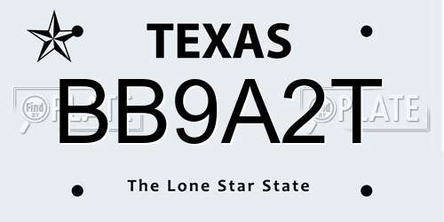 BB9A2T Texas License Plate
