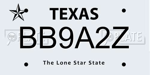 BB9A2Z Texas License Plate