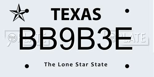 BB9B3E Texas License Plate