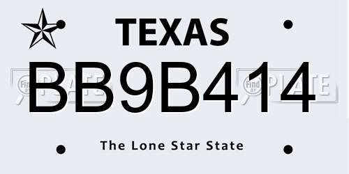 BB9B414 Texas License Plate