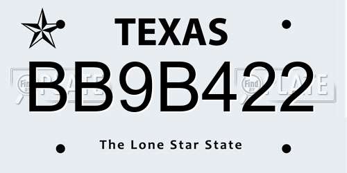 BB9B422 Texas License Plate