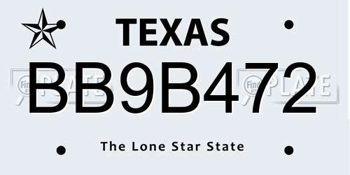 BB9B472 Texas License Plate