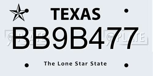 BB9B477 Texas License Plate