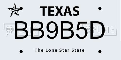 BB9B5D Texas License Plate