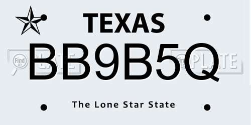 BB9B5Q Texas License Plate