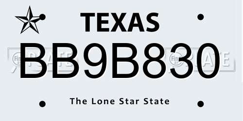 BB9B830 Texas License Plate
