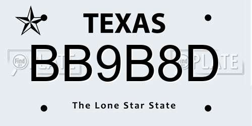 BB9B8D Texas License Plate
