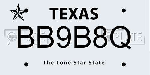 BB9B8Q Texas License Plate