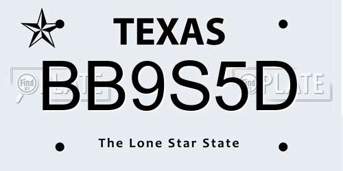 BB9S5D Texas License Plate