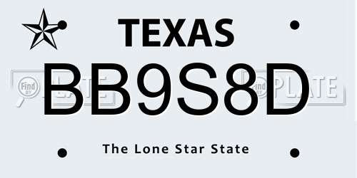 BB9S8D Texas License Plate