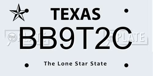 BB9T2C Texas License Plate
