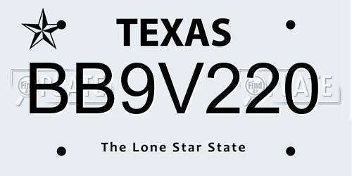 BB9V220 Texas License Plate