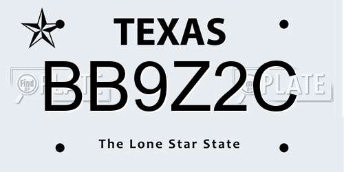 BB9Z2C Texas License Plate