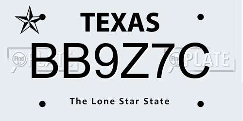 BB9Z7C Texas License Plate