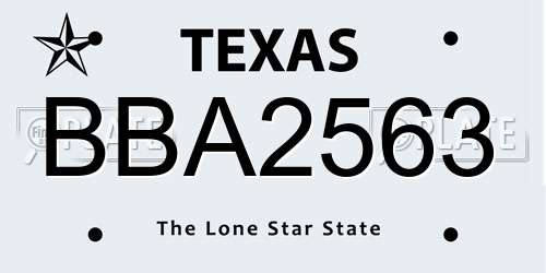 BBA2563 Texas License Plate