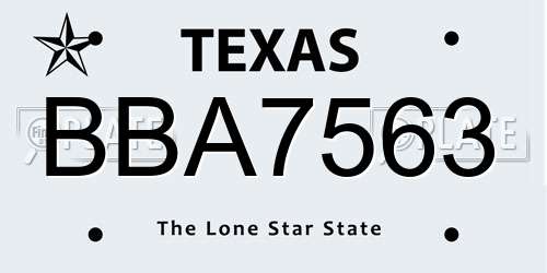 BBA7563 Texas License Plate