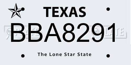 BBA8291 Texas License Plate