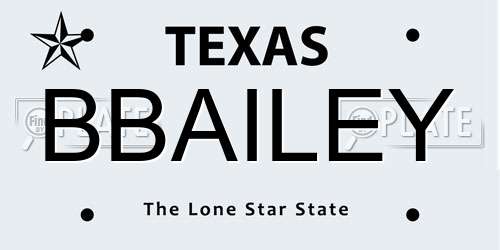 BBAILEY Texas License Plate