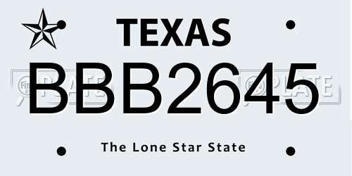 BBB2645 Texas License Plate