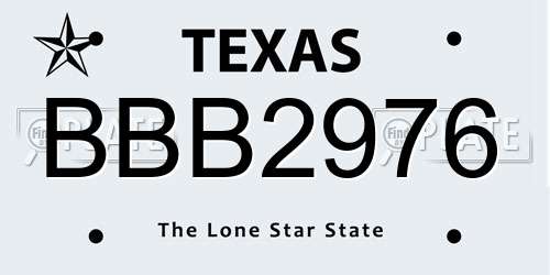 BBB2976 Texas License Plate