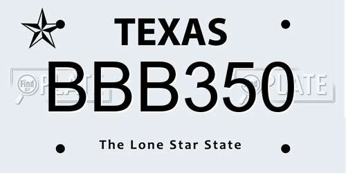BBB350 Texas License Plate