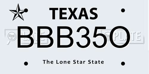 BBB35O Texas License Plate