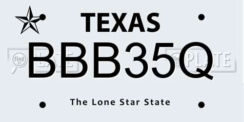 BBB35Q Texas License Plate