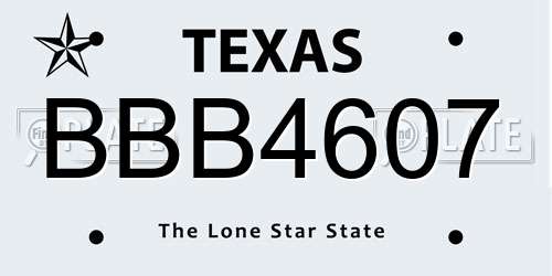 BBB4607 Texas License Plate