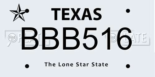 BBB516 Texas License Plate