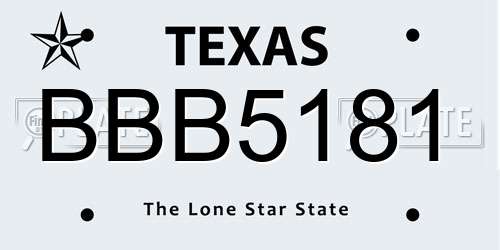 BBB5181 Texas License Plate