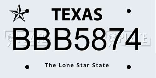 BBB5874 Texas License Plate