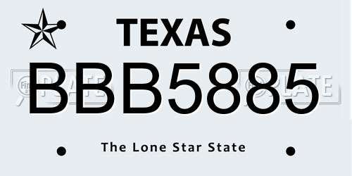 BBB5885 Texas License Plate