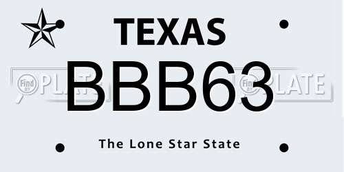 BBB63 Texas License Plate