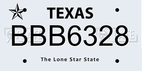 BBB6328 Texas License Plate