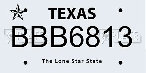 BBB6813 Texas License Plate