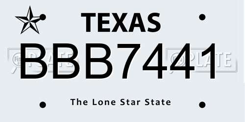 BBB7441 Texas License Plate