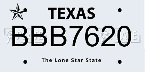 BBB7620 Texas License Plate