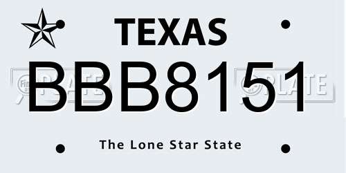 BBB8151 Texas License Plate