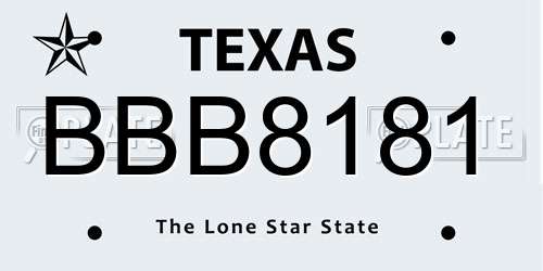 BBB8181 Texas License Plate