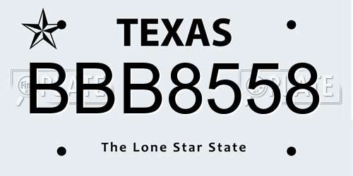 BBB8558 Texas License Plate