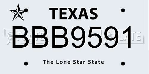 BBB9591 Texas License Plate