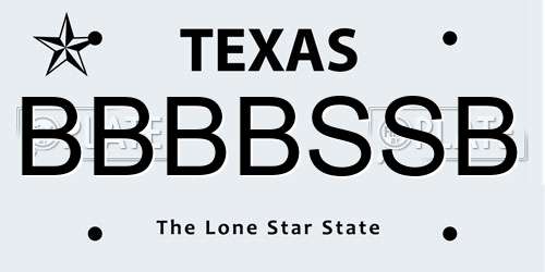 BBBBSSB Texas License Plate