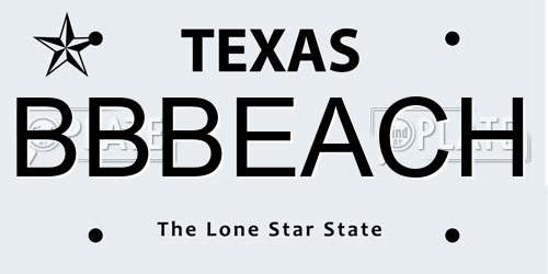 BBBEACH Texas License Plate